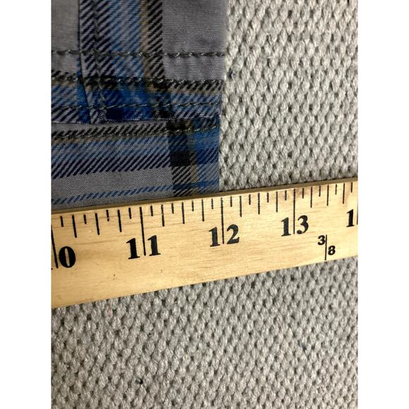 OP Ocean Pacific Board Shorts Mens 40 Gray/Blue Plaid Cargo Beach Casual - Picture 13 of 14